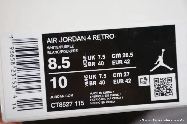 Official Maikesneakers Court Purple 4 CT8527-115 Air Jordan 0622